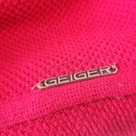 Vintage GEIGER 100% Cotton Red Spring Cardigan Sweater Jacket  Size 34  US XS S - Picture 6 of 9